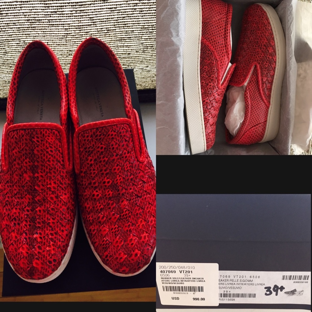 Bottega Veneta Ayers Snakeskin Vesuvio Dodgers Slip On‎ Sneakers EU 39.5 US 9.5